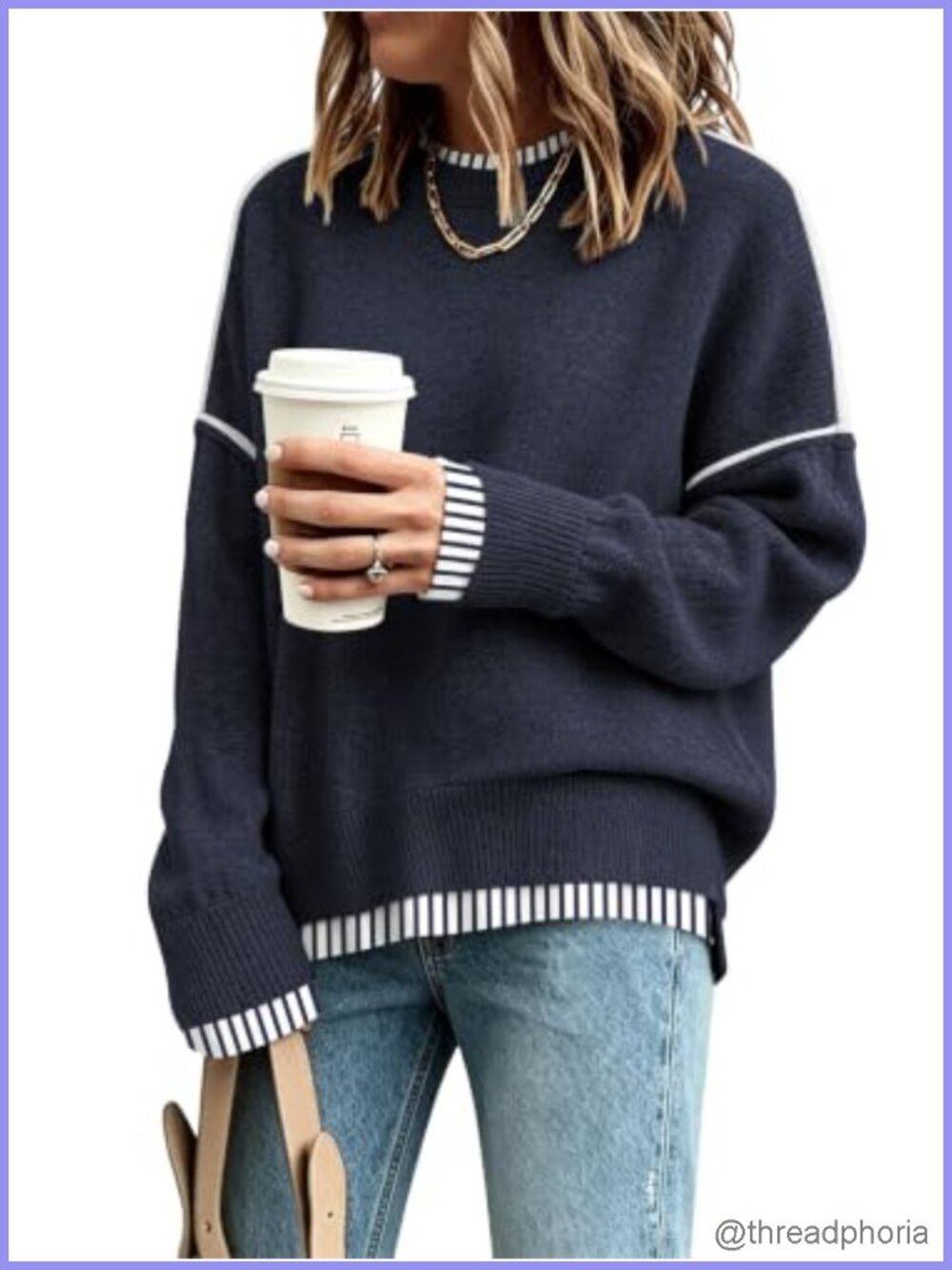 Oversized Knit Batwing Sleeve Sweater - Soft Viscose Blend Women's Crewneck